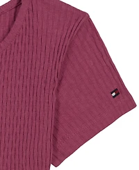Tommy Hilfiger Girls' 7-16 Pointelle Rib Short-Sleeve Top