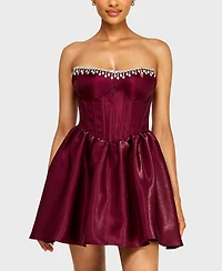 Alex & Sophia Juniors' Strapless Corset Bodice Mikado Dress