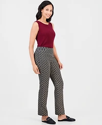Jm Collection Women's Chain Rivet Pull-On Straight Geometric-Print Rayon-Blend Pants, Macy's Exclusive