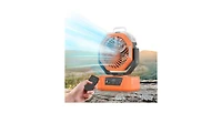 sonicgrace Rechargeable Camping Fan with Mist, Portable Battery Fan with Led Light, Remote, Oscillation, Usb Output and Timer for Outdoor, Rv