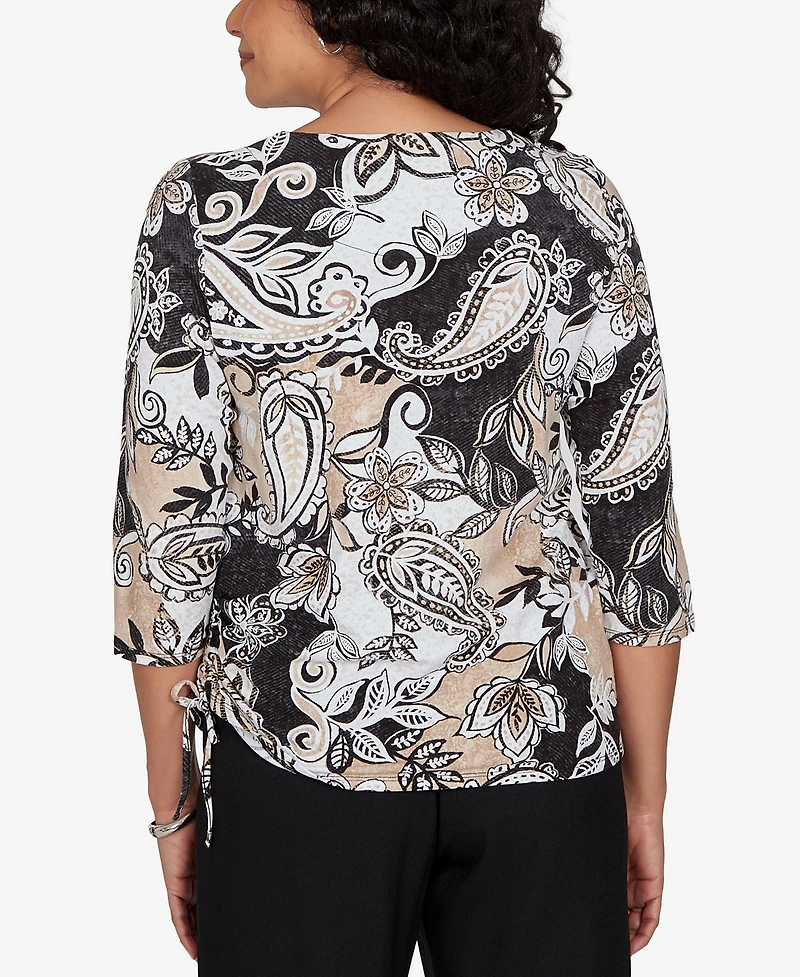 Alfred Dunner Women's Paisley Neutrals Knit Top
