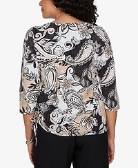 Alfred Dunner Women's Paisley Neutrals Knit Top