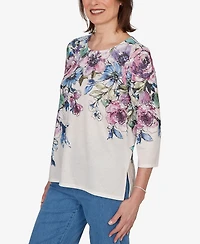 Alfred Dunner Women's Falling Roses Knit Top