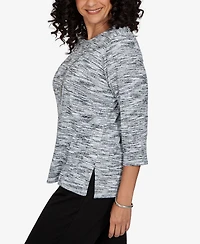 Alfred Dunner Women's Space Dye 3/4-Sleeve Top