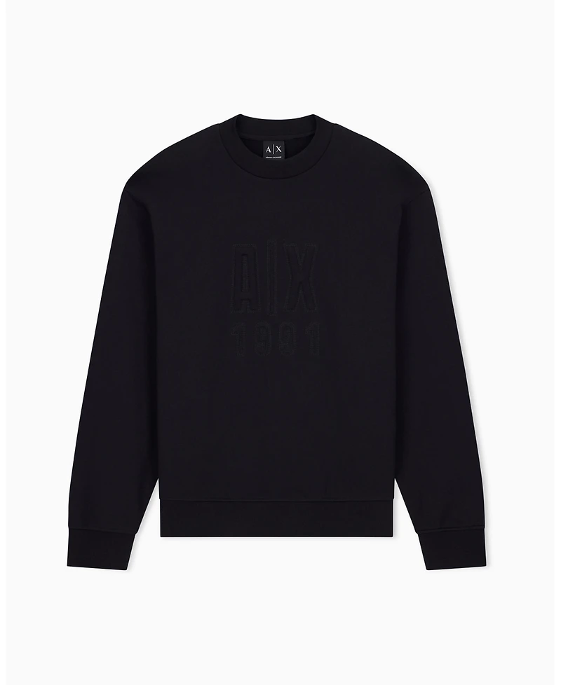 A|X Armani Exchange Men's Tonal French Terry A X 1991 Crewneck Sweatshirt