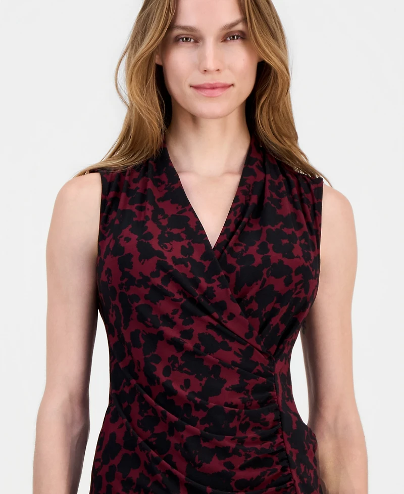 Anne Klein Women's Printed Faux-Wrap Sleeveless Top