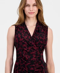 Anne Klein Women's Printed Faux-Wrap Sleeveless Top
