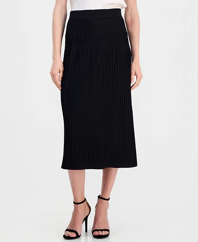 Anne Klein Women's Pull-On Pleated A-Line Sweater Skirt