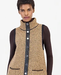 Anne Klein Women's Mock-Neck Sleeveless Boucle Sweater Vest