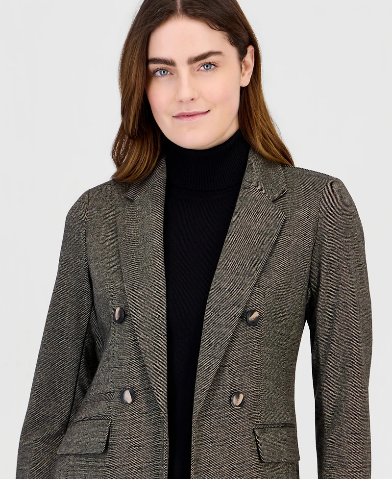 Anne Klein Women's Double Breasted Notched Collar Triple Pocket Blazer