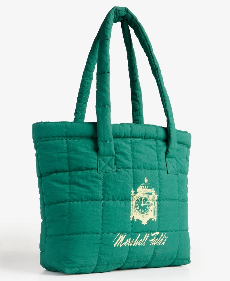Marshall Fields Quilted Logo Puffer Tote Bag