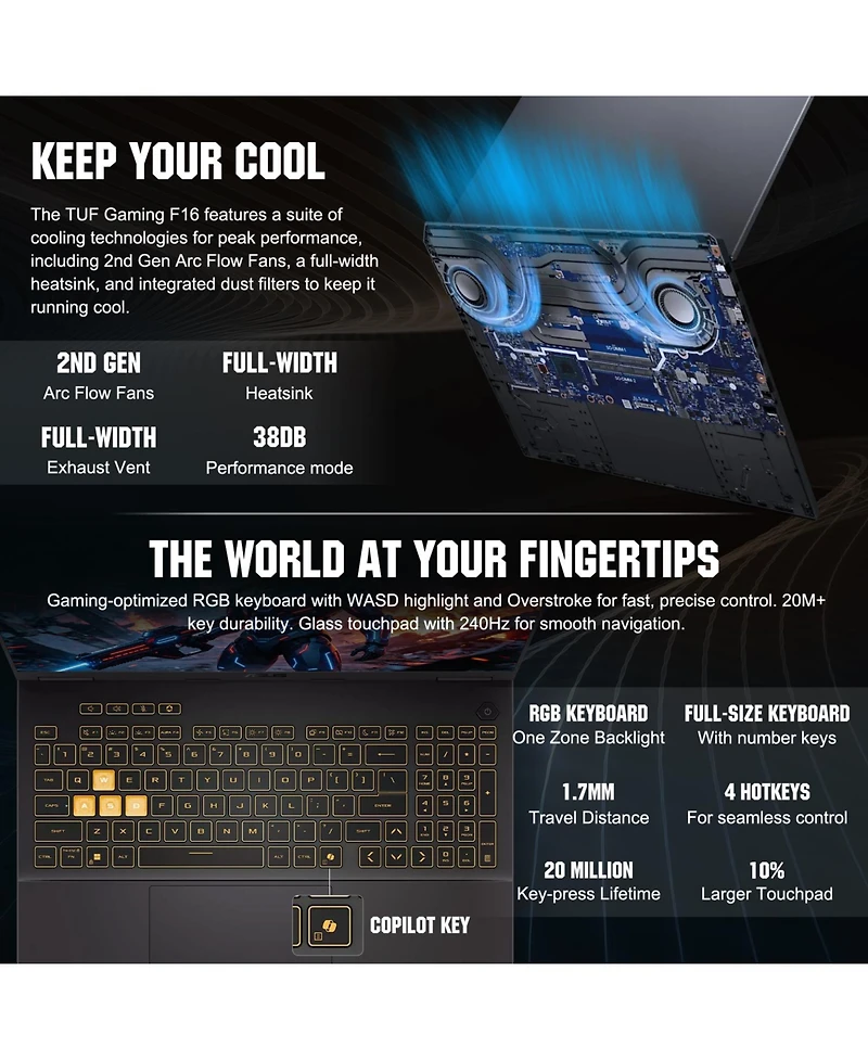Asus Tuf F16 Traditional Laptop Intel Core i5 16GB Ram Nvidia GeForce Rtx 5050 2TB Ssd Storage Windows 11 Home 165Hz
