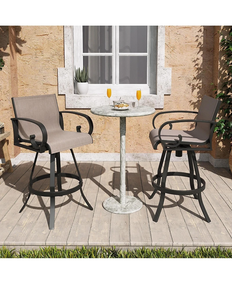Pellebant Outdoor Patio Sunbrella Fabric Swivel Aluminum Bar Stools