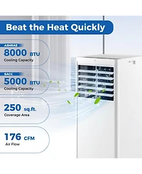 Ecooso 4-in-1 8000 Btu Portable Air Conditioner with Fan and Dehumidifier
