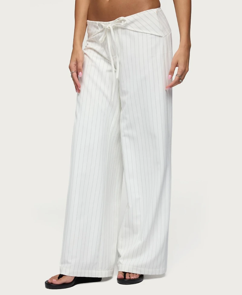 Edikted Women's Parker Pinstripe Tie Belt Pants