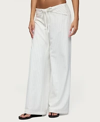 Edikted Women's Parker Pinstripe Tie Belt Pants