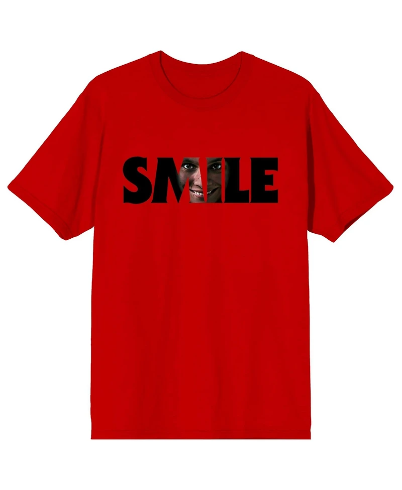 Smile Men's Text With Hidden Face Crew Neck Short Sleeve Adult Red T-shirt-xxl