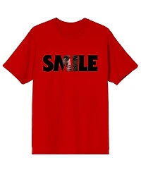 Smile Men's Text With Hidden Face Crew Neck Short Sleeve Adult Red T-shirt-xxl