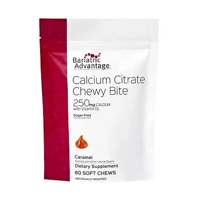 Bariatric Advantage Calcium Citrate Chewy Bites 250 mg with Vitamin D3 - Chewable Supplement for Bariatric Surgery Patients