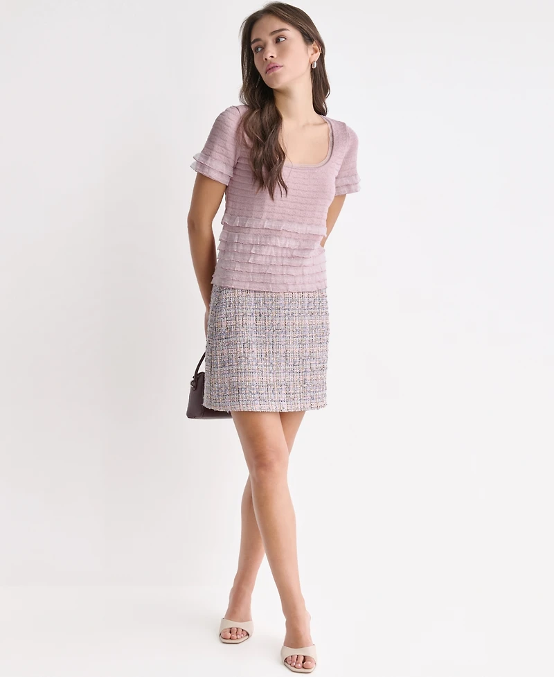 Bcbg Women's Metallic Accent Tweed Mini Skirt