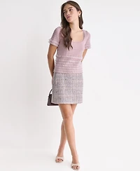 Bcbg Women's Metallic Accent Tweed Mini Skirt