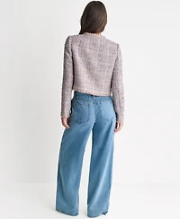 Bcbg Women's Crewneck Fringe Detail Tweed Jacket