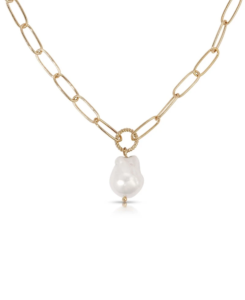 Ettika 18k Gold-Tone Plated Single Cultured Pearl Necklace