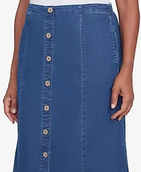 Alfred Dunner Petite Paneled Full Length Denim Skirts