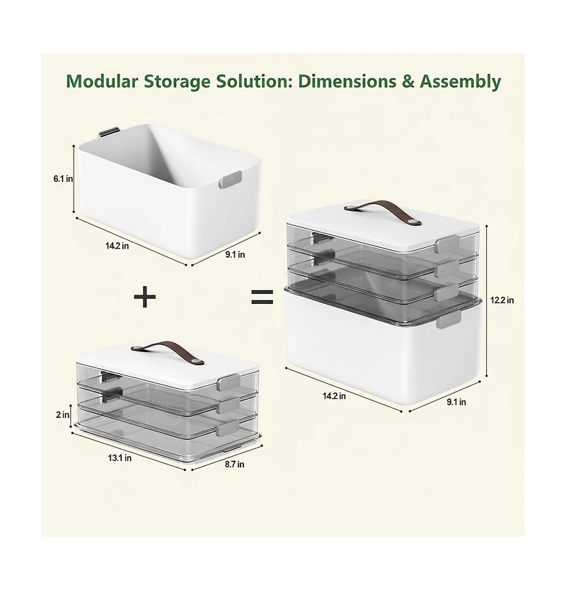 Xdovet 4-Tier StorBox Latch Bin Leather Handle