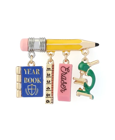 Betsey Johnson Multi-Colored Best In Class School Supplies Charm Brooch