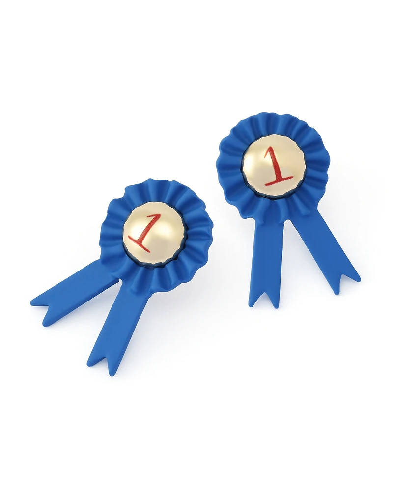 Betsey Johnson Blue Best In Class Blue Ribbon Stud Earrings