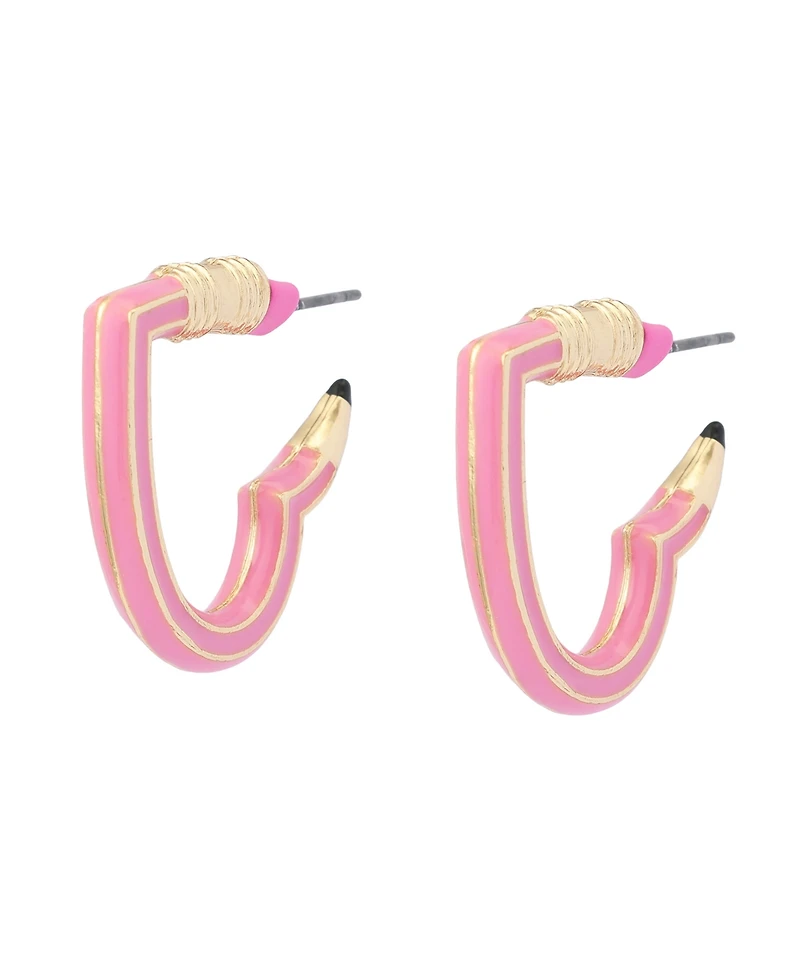 Betsey Johnson Best In Class Heart Pencil Huggie Earrings