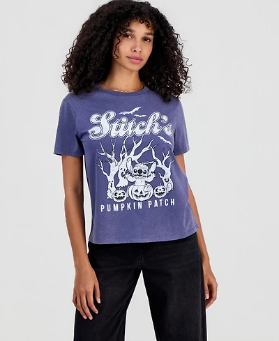 Disney Juniors' Stitch Pumpkin Patch Crewneck Tee