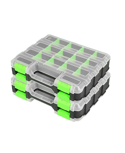 Xdovet Tool Box Double Side 34 Compartments Organizer Removable Dividers