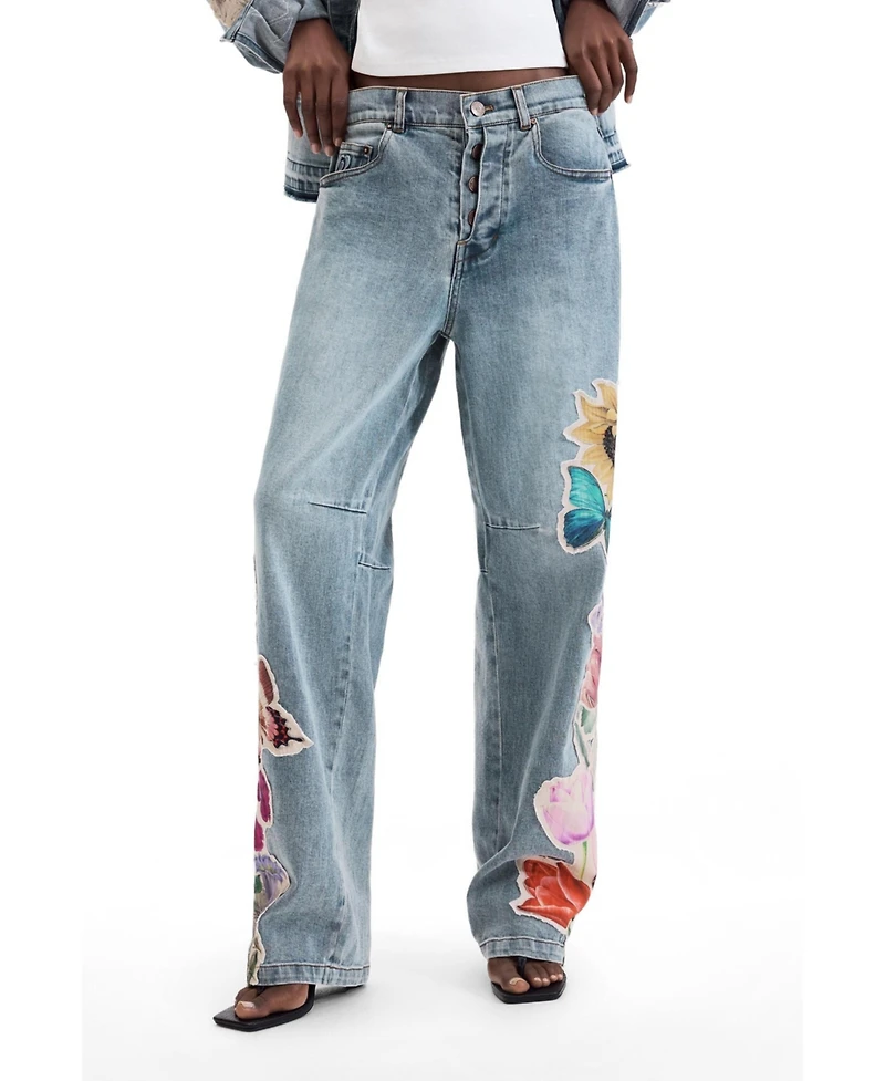 Desigual Women's Printed floral jeans