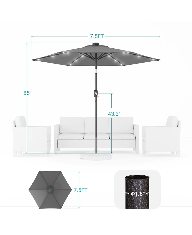 Sonkuki Enhance Your Outdoor Oasis With 7.5Feet Led Round Patio Umbrella - Stylish, Durable, And Sun-Protective