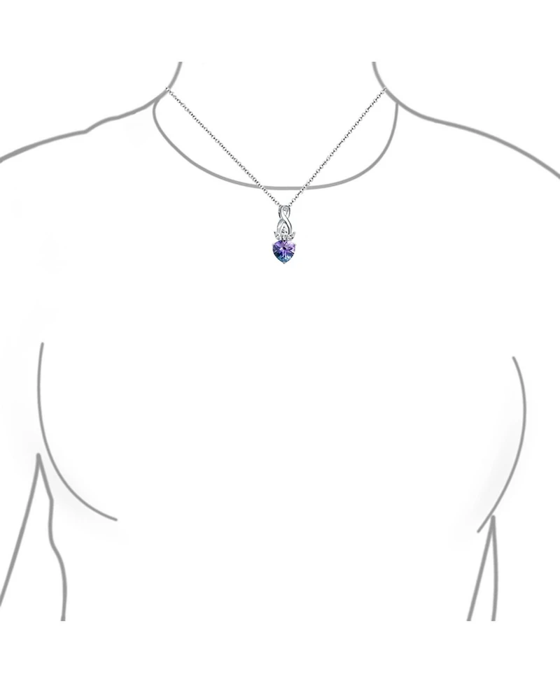 Bling Jewelry Mystic Purple Blue Heart Shaped Cz Infinity Pendant Necklace and Earrings Set .925 Sterling Silver