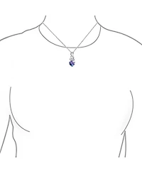 Bling Jewelry Mystic Purple Blue Heart Shaped Cz Infinity Pendant Necklace and Earrings Set .925 Sterling Silver