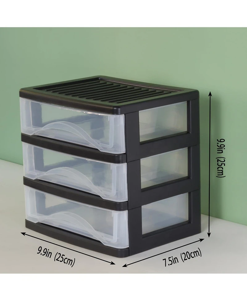 Xdovet 3 Drawer Desktop Organizer Plastic Storage Stackable