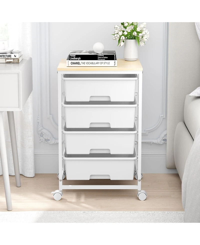 Xdovet 4-Tier Mobile Storage Cart with Drawers