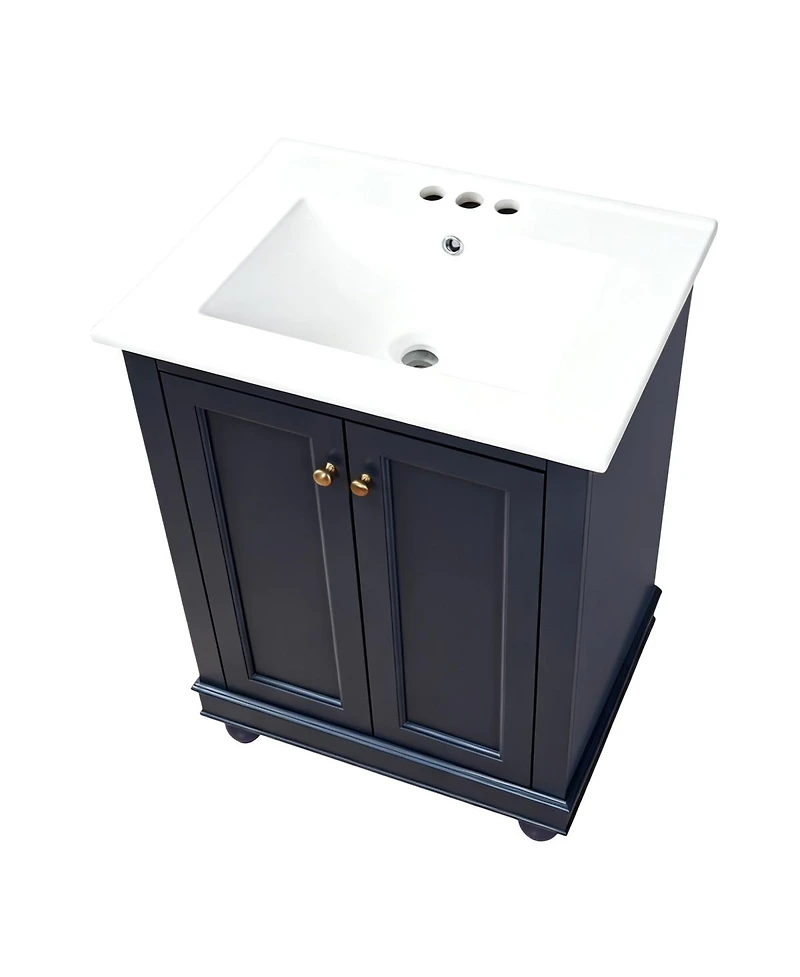 Sillysis 24 Inch Bathroom Vanity with Ceramic Sink, Soft Close Doors, Adjustable Shelf for Modern Bathrooms