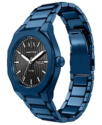 Armani Exchange Men's Sync Quartz Day-Date Blue Stainless Steel Watch 42mm