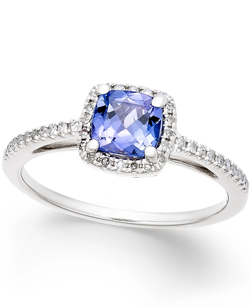 Tanzanite (5/8 ct. t.w.) and Diamond (1/8 ct. t.w.) Ring in 14k White Gold