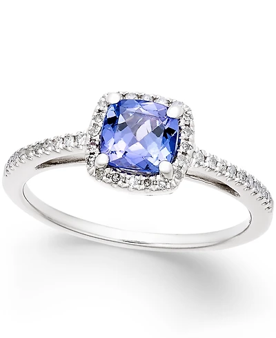 Tanzanite (5/8 ct. t.w.) and Diamond (1/8 ct. t.w.) Ring in 14k White Gold