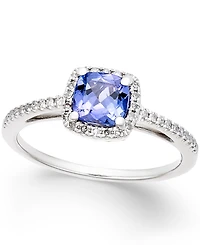 Tanzanite (5/8 ct. t.w.) and Diamond (1/8 ct. t.w.) Ring in 14k White Gold
