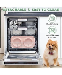 Aronkl Stainless Steel Pet Feeder Set Non-Slip Spill Proof Removable Bowls for Small Pets