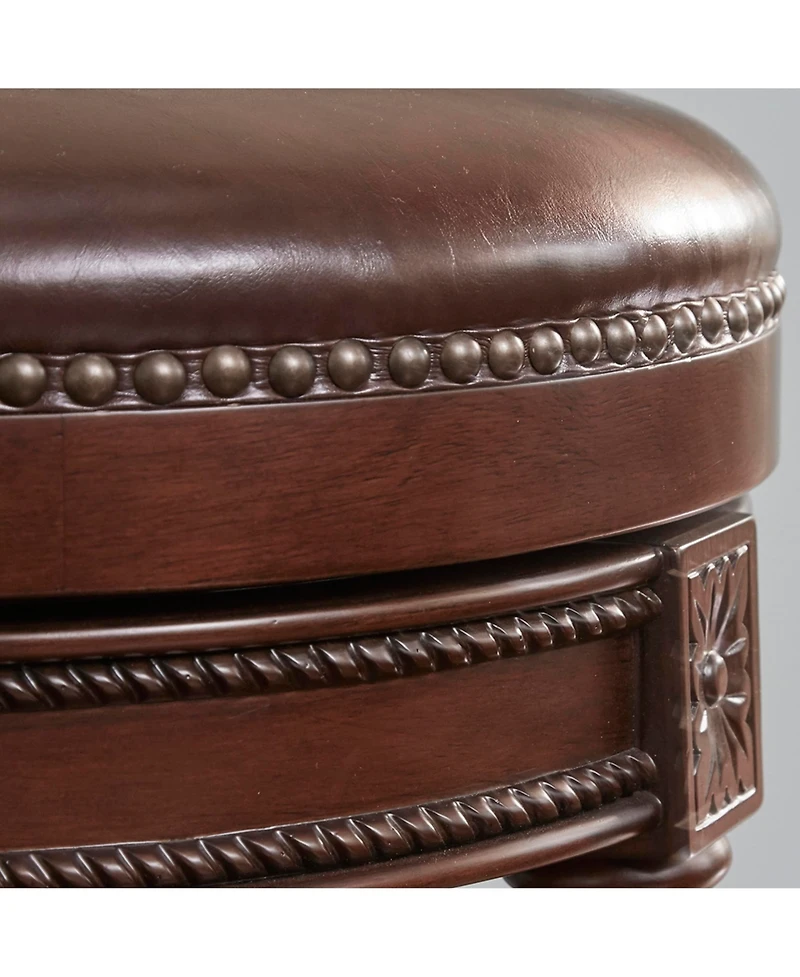 Clihome 1 Piece 26 Inch Swivel Counter Stool Backless Wooden Bar with Pu Leather Seat
