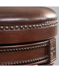 Clihome 1 Piece 26 Inch Swivel Counter Stool Backless Wooden Bar with Pu Leather Seat