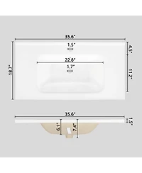 Busdays 35.6 Inch Ceramic Bathroom Sink Basin Only Without Cabinet