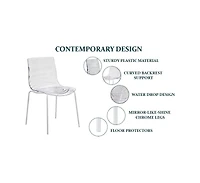 LeisureMod Aster Dining Chair, Modern Stackable Side Accent Abs Plastic with Stainless-Steel Legs for Home, Kitchen and Room